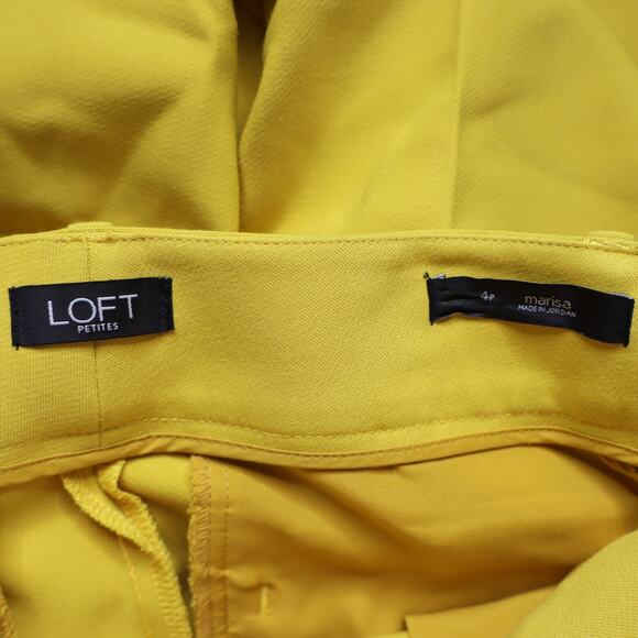 LOFT Slim Tie Waist Pants Solar Mustard Yellow Belted Ankle Trouser Women's 4P - Picture 9 of 10